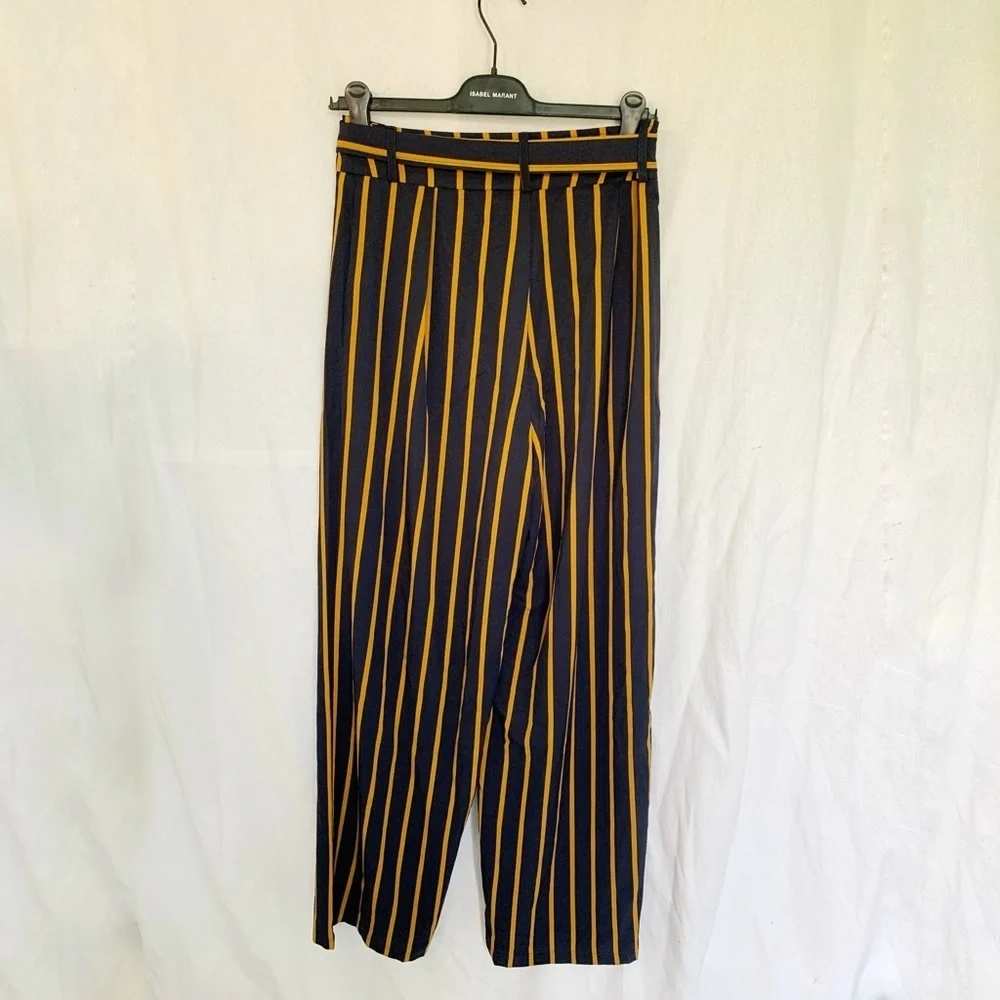 Windsor // Navy, Orange Striped Wide Leg Pants size Small ap2